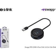 S-Link Swapp SW-U300 4 Port USB 3.0 Gri USB Hub