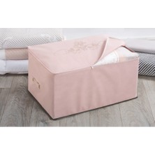Madame Coco Çiçek Desen Varaklı Hurç - Pudra Tek Bölümlü 64x41x35 cm Eşyalarınızı Düzenleyin