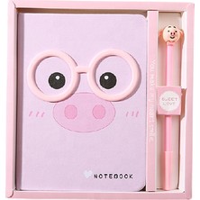 Gojoy Tech & Gifts Sevimli Domuz Defter Kalem Seti - Pembe