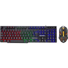 Everest KM-G77 X-Vayne Siyah USB Gökkuşağı Zemin Aydınlatmalı Gaming Oyuncu Klavye + Mouse Set