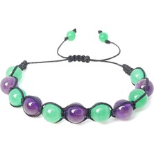 Taş Rüyası Ametist Aventurin Örme Bileklik 8 mm