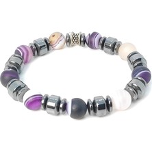 Taş Rüyası Hematit Mat Mor Akik Bileklik 8 mm