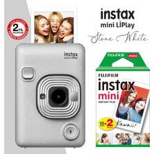 Instax Mini Liplay Hybrid Stone White Fotoğraf Makinesi 20LI Mini Film
