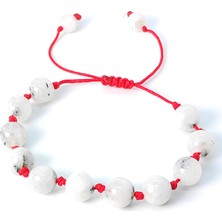 Taş Rüyası Aytaşı Örme Bileklik (Kırmızı Ipli) 8 mm