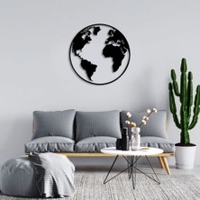 New Jargon Dünya Küre Yuvarlak Duvar Tablosu Dekoratif Ev Aksesuarı Ahşap Tablo 50 x 50 cm