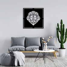 New Jargon Geometrik Parçalı Detaylı Aslan Kafası Duvar Oda Aksesuar Ahşap Tablo 50 x 50 cm