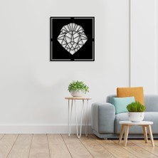 New Jargon Geometrik Parçalı Detaylı Aslan Kafası Duvar Oda Aksesuar Ahşap Tablo 50 x 50 cm