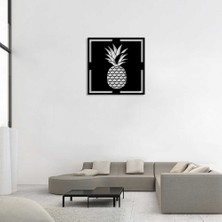 Dalga ve Su Yolu Desenli Ananas Duvar Oda Ev Aksesuarı Ahşap Tablo 50X50CM