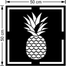 Dalga ve Su Yolu Desenli Ananas Duvar Oda Ev Aksesuarı Ahşap Tablo 50X50CM