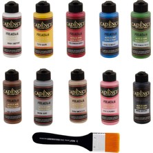 Cadence Akrilik Boya 120 ml 10'lu Set + Fırça Sağlığa Zararsız Renkler ile Sanatsal Malzeme