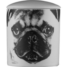 Kütahya Porselen Tek Parça Kapaklı Mum Köpek Desen