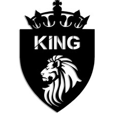 Mıgnatıs Aslan King Kral Tacı Duvar Oda Ev Aksesuarı Ahşap Tablo 33 x 50 cm