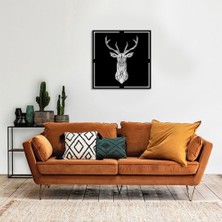 Mıgnatıs Geometrik Geyik Çerçeveli Duvar Tablosu Oda Ev Aksesuarı Ahşap Tablo 50 x 50 cm