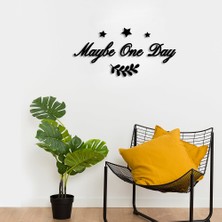 Mıgnatıs Yıldız ve Maybe One Day Kuşlar Duvar Oda Ev Aksesuarı Ahşap Tablo 50 x 23 cm