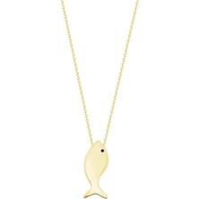 Sembol Gold Balık Altın Kolye 14K Gold