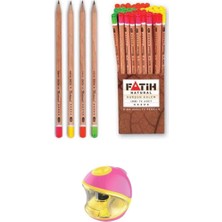Keyroad Pilli Otomatik Kalemtraş Pembe + Fatih Natural Kurşun Kalem 72'li