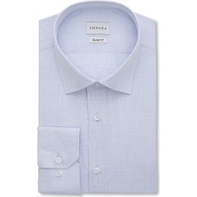 Emnana Mavi Desenli Slim Fit Gömlek