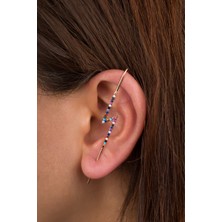 By Barun Tekli Renkli Şimşek  Yıldırım Baston Küpe - Rose