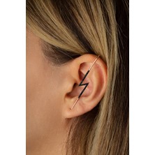 By Barun Tekli  Siyah Şimşek Yıldırım Baston Küpe - Rose