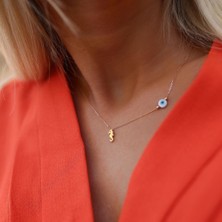 By Golden House Cam Gözlü Denizatı Kolye