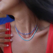 By Golden House Doğal Taşlı Yarım Tur Kolye