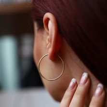 By Golden House Ince Şarnel Halka Küpe