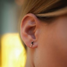 By Golden House Siyah Taşlı Top Küpe