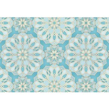 Beyaz Martı Pvc Çift Taraflı 6'lı Amerikan Servis Takımı Mandala ve Vitray Desenli