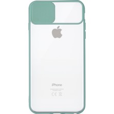 KZY Apple iPhone 7 Kapak Lensi Açılır Kapanır Kamera Korumalı Silikon Kılıf - Su Yeşili