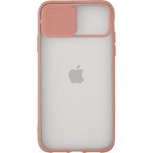 KZY Apple iPhone 12 Mini Kapak Lensi Açılır Kapanır Kamera Korumalı Silikon Kılıf - Pudra