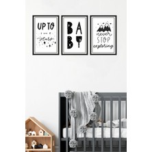 Dekor Sevgisi Çerçeveli Bebek Odası Siyah Yazılı  Poster Tablo Seti