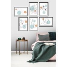 Dekor Sevgisi 6 Parça Çerçeve Görünümlü Çizgisel Çiçek Benekli Pvc Tablo Seti