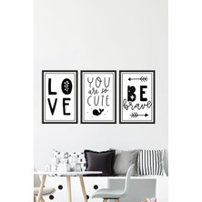 Dekor Sevgisi 3 Parça Çerçeve Görünümlü Love You Yazılo Pvc Tablo Seti