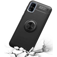 Case 4U Samsung Galaxy M31S Uyumlu Kılıf Autofocus Shockprof Ravel Yüzüklü Standlı Slikon Kapak Siyah