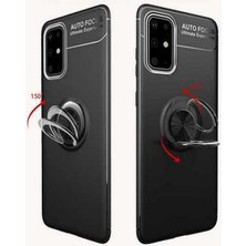 Case 4U Samsung Galaxy M31S Uyumlu Kılıf Autofocus Shockprof Ravel Yüzüklü Standlı Slikon Kapak Siyah