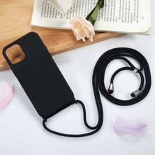 Case 4U Apple iPhone 12 Pro Kılıf Boyuna Askılı İpli Mat Silikon Ropi Arka Kapak Lacivert