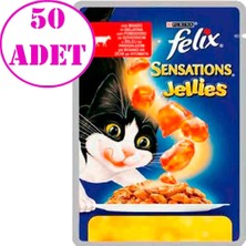 Felix Sensations Sığır Etli ve Domatesli Yaş Kedi Maması 85 gr x 50 Adet