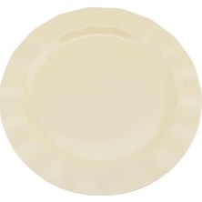 Kristal Lüks Sert Plastik Tabak Renkli 22CM 6 Adet Krem