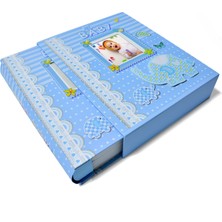 Nobbystar 15X21 100'LÜK Erkek Çocuk Bebek Çocuk Fotoğraf Albüm - Mavi