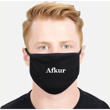 Coutoo Afkur Yazılı Karadeniz Şiveli Siyah Yıkanabilir Bez Maske