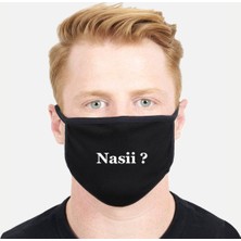 Coutoo Nasii Yazılı Karadeniz Şiveli Siyah Yıkanabilir Bez Maske