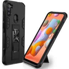 Caseart Samsung Galaxy M11 Kapak Standlı Mıknatıslı Tank Kılıf - Siyah