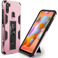 Caseart Samsung Galaxy M11 Kapak Standlı Mıknatıslı Tank Kılıf - Rose Gold