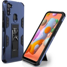 Caseart Samsung Galaxy A11 Kapak Standlı Mıknatıslı Tank Kılıf - Lacivert