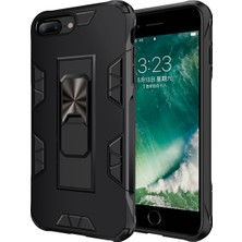 Caseart Apple iPhone 7 Plus Kapak Standlı Mıknatıslı Tank Kılıf - Siyah