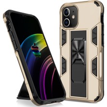 Caseart Apple iPhone 12 Kapak Standlı Mıknatıslı Tank Kılıf - Gold