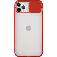 Caseart Apple iPhone 11 Pro Max Kapak Sürgülü Kamera Korumalı Silikon Kılıf - Kırmızı