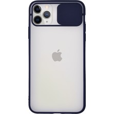 Caseart Apple iPhone 11 Pro Max Kapak Sürgülü Kamera Korumalı Silikon Kılıf - Lacivert