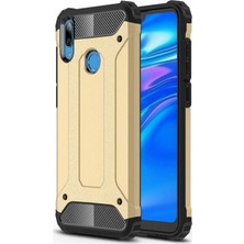 Caseart Huawei Y7 Prime 2019 Kapak Çift Katmanlı Zırh Tank Kılıf - Gold