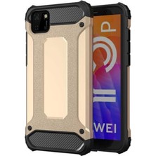 Caseart Huawei Y5P Kapak Çift Katmanlı Zırh Tank Kılıf - Gold